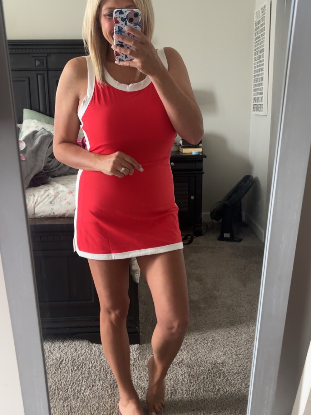 Red athletic Dress with White Trim - Picture 7 of 7